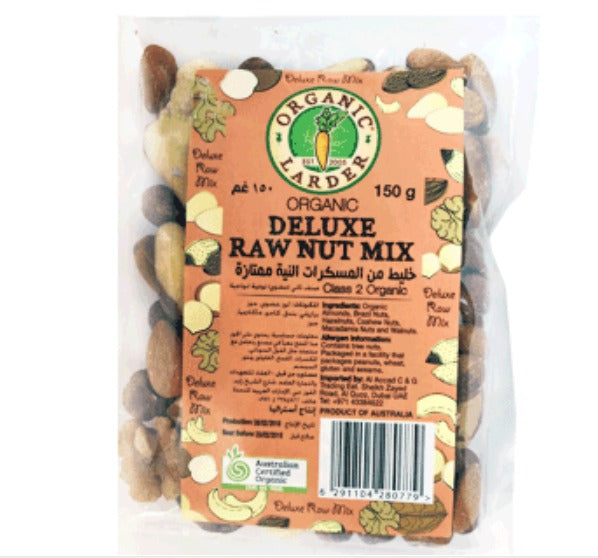 ORGANIC LARDER Deluxe Raw Nut Mix, 150g - Organic, Vegan