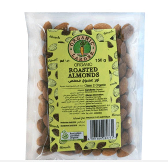 ORGANIC LARDER Roasted Almonds, 150g - Organic, Vegan