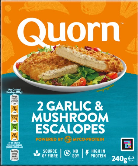 QUORN Meat Free Garlic & Mushroom Escalopes, 240g (Pack of 2) - Vegan, No Soy