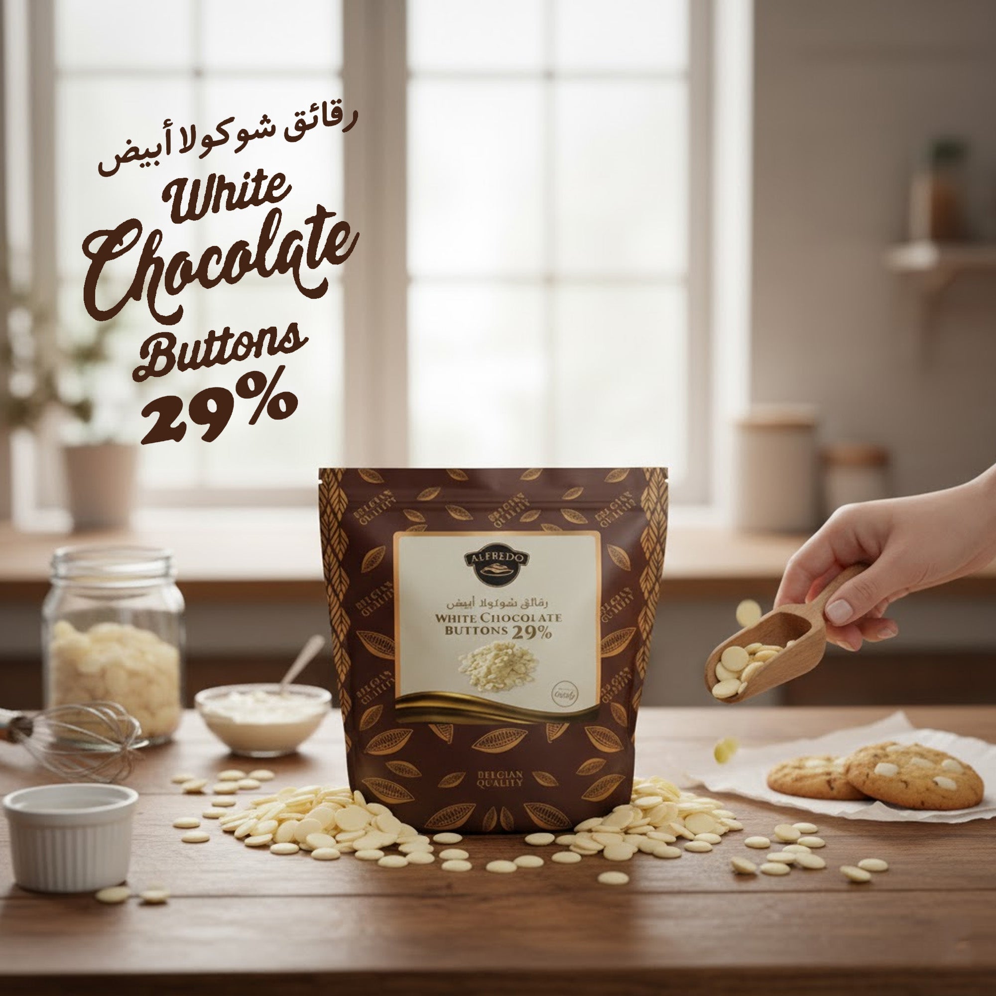 BAKING ESSENTIALS ALFREDO White Chocolate Buttons, 29%, 5kg