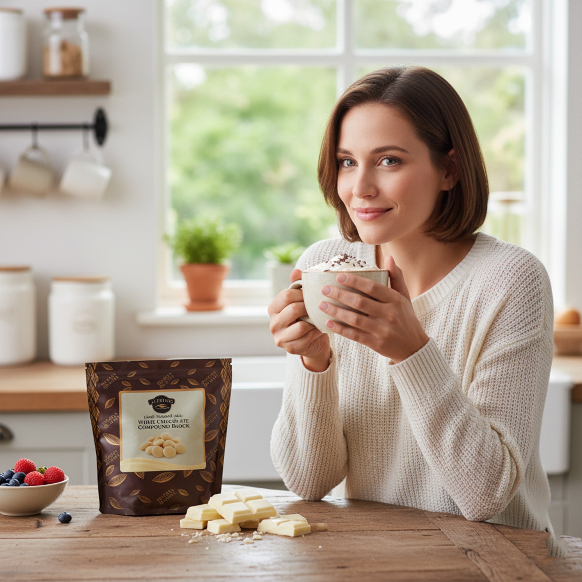 BAKING ESSENTIALS ALFREDO White Chocolate Compound Block, 2.5 kg