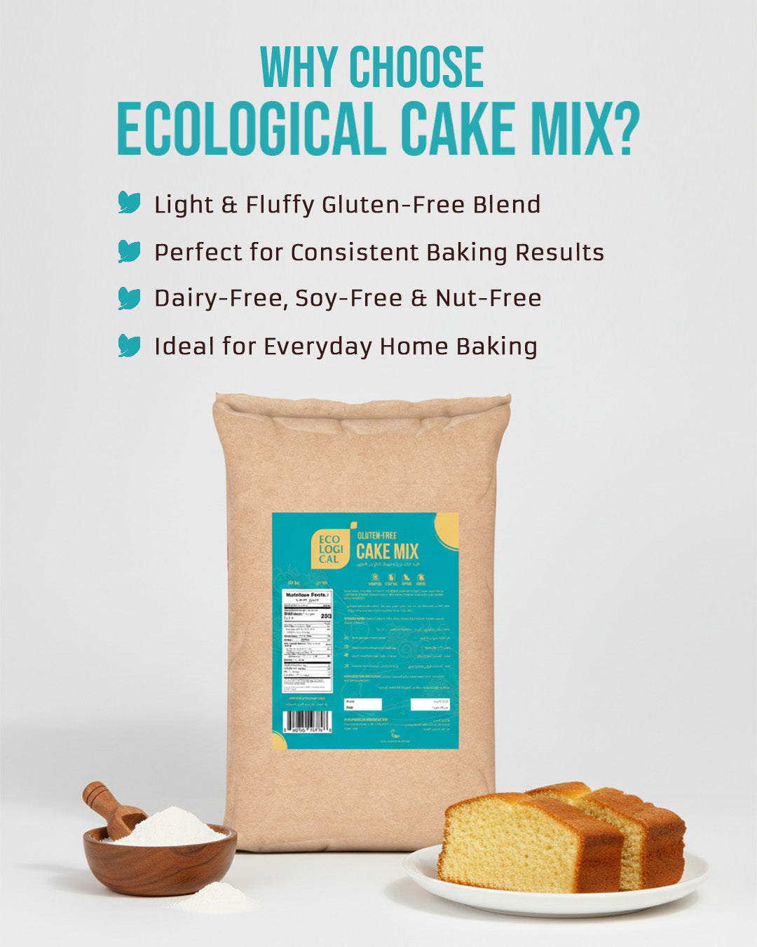 ECOLOGICAL Gluten-Free Cake Mix, 20 Kg