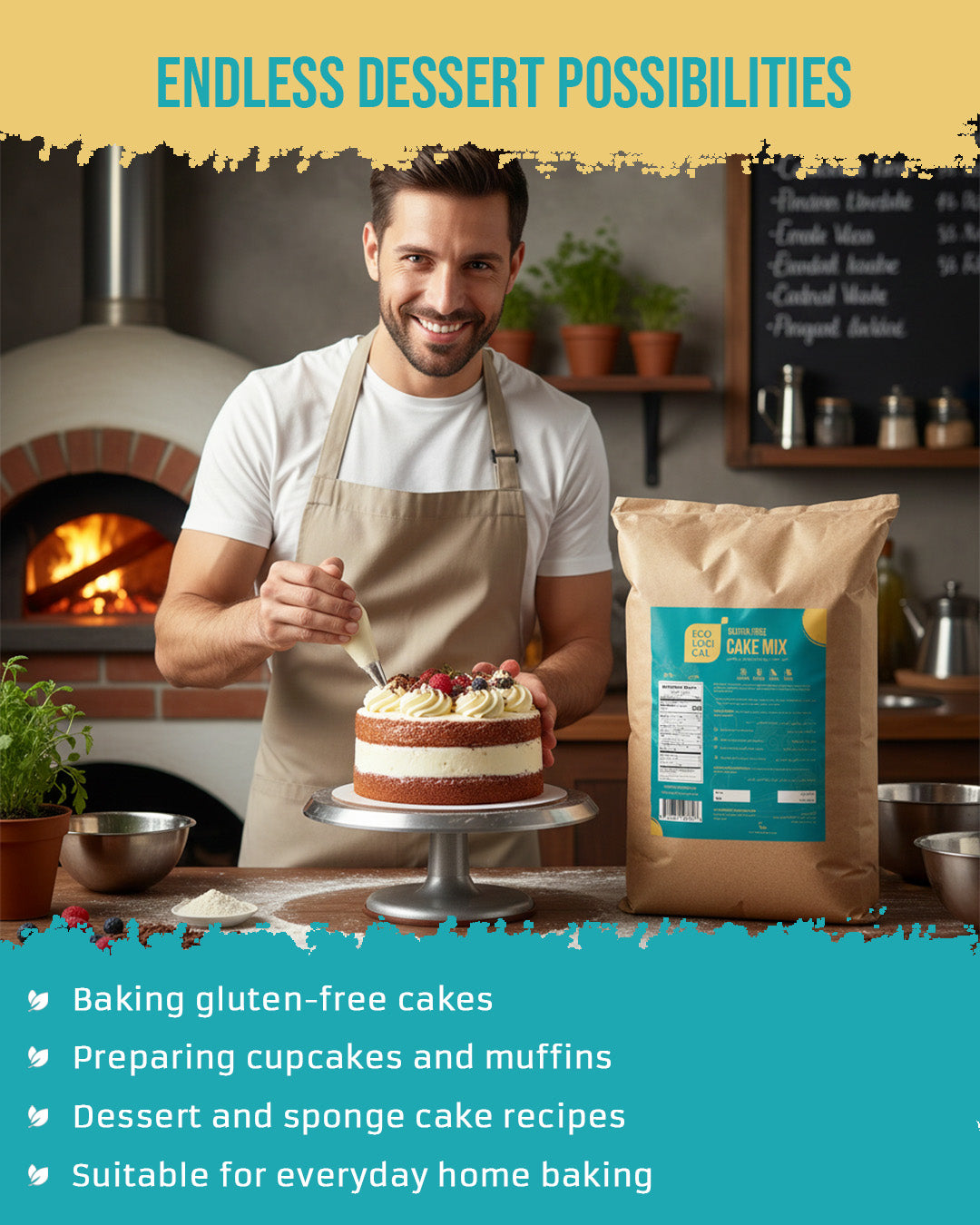 ECOLOGICAL Gluten-Free Cake Mix, 20 Kg
