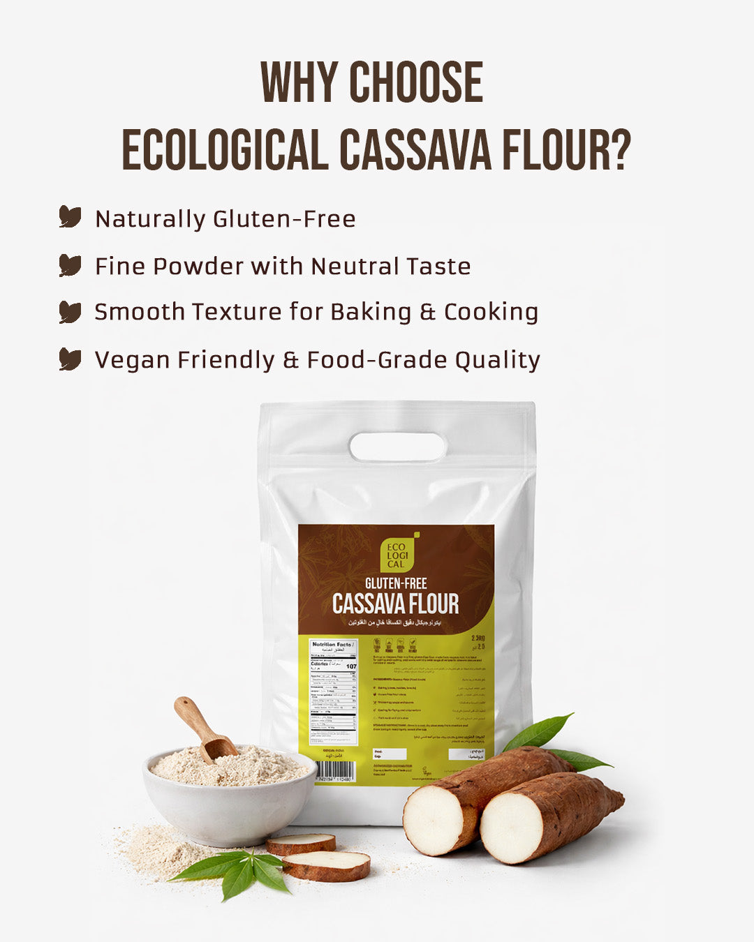 ECOLOGICAL Gluten-Free Cassava Flour, 2.5 Kg