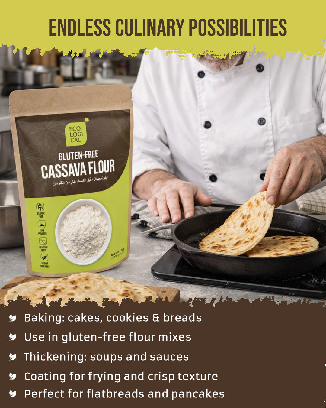 ECOLOGICAL Gluten-Free Cassava Flour, 500g