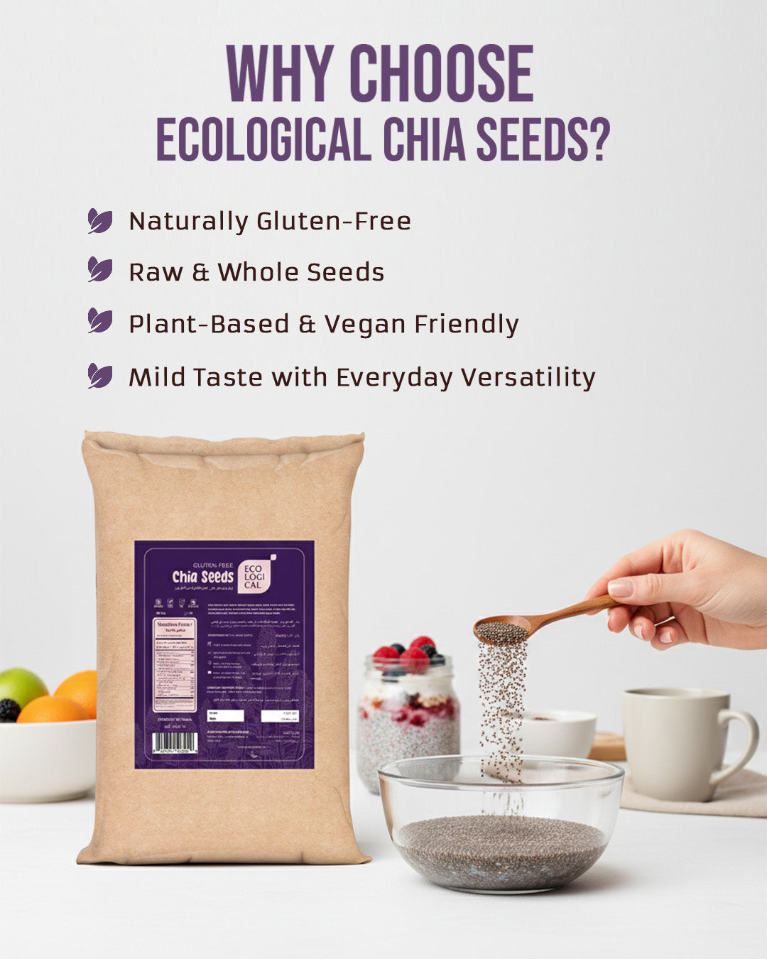 Ecological Gluten-Free Chia Seeds, 25 Kg