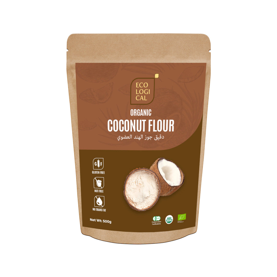 ECOLOGICAL Organic Coconut Flour, 500g - Gluten Free & Versatile for Healthy Baking