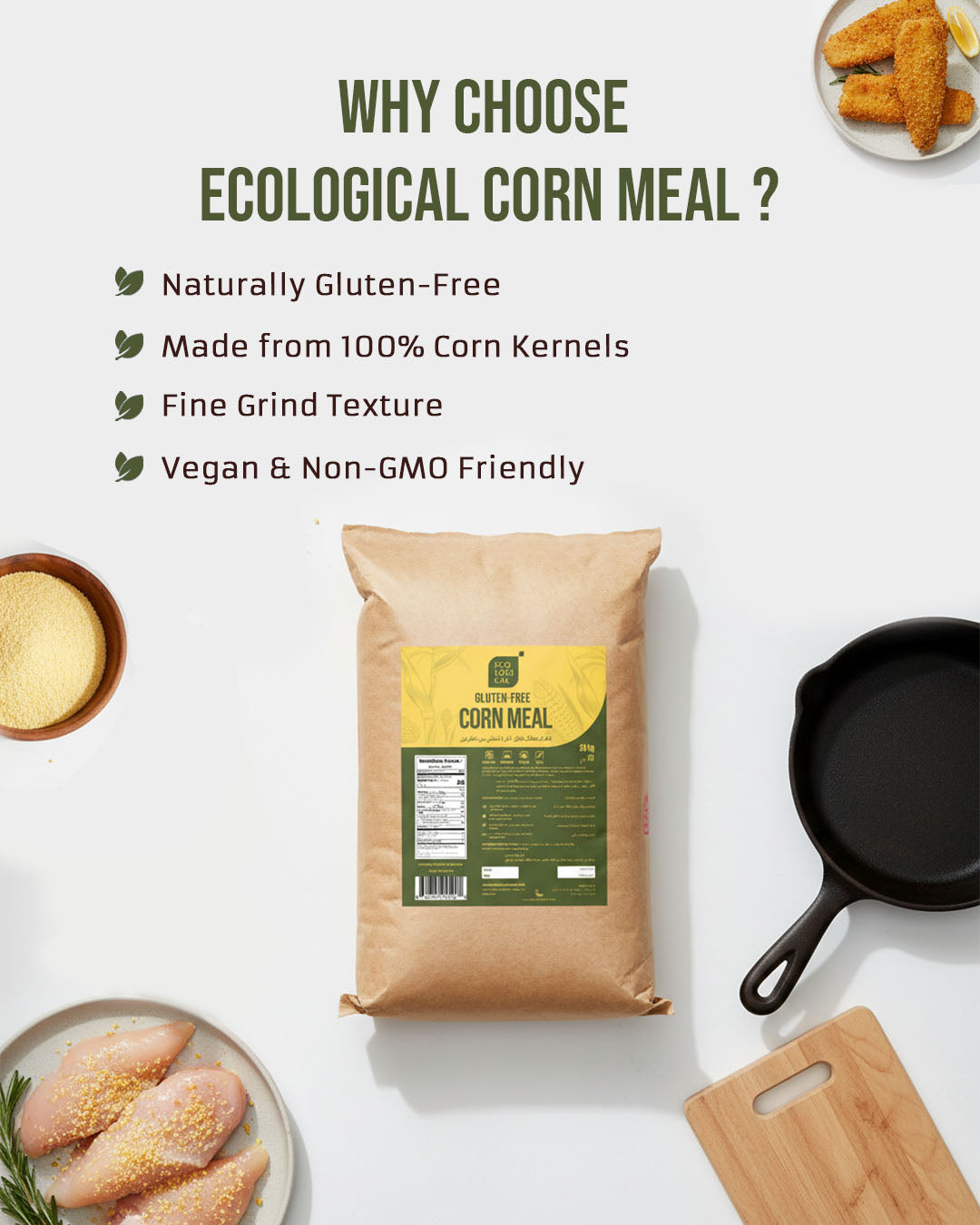 ECOLOGICAL Gluten-Free Corn Meal, 20 Kg