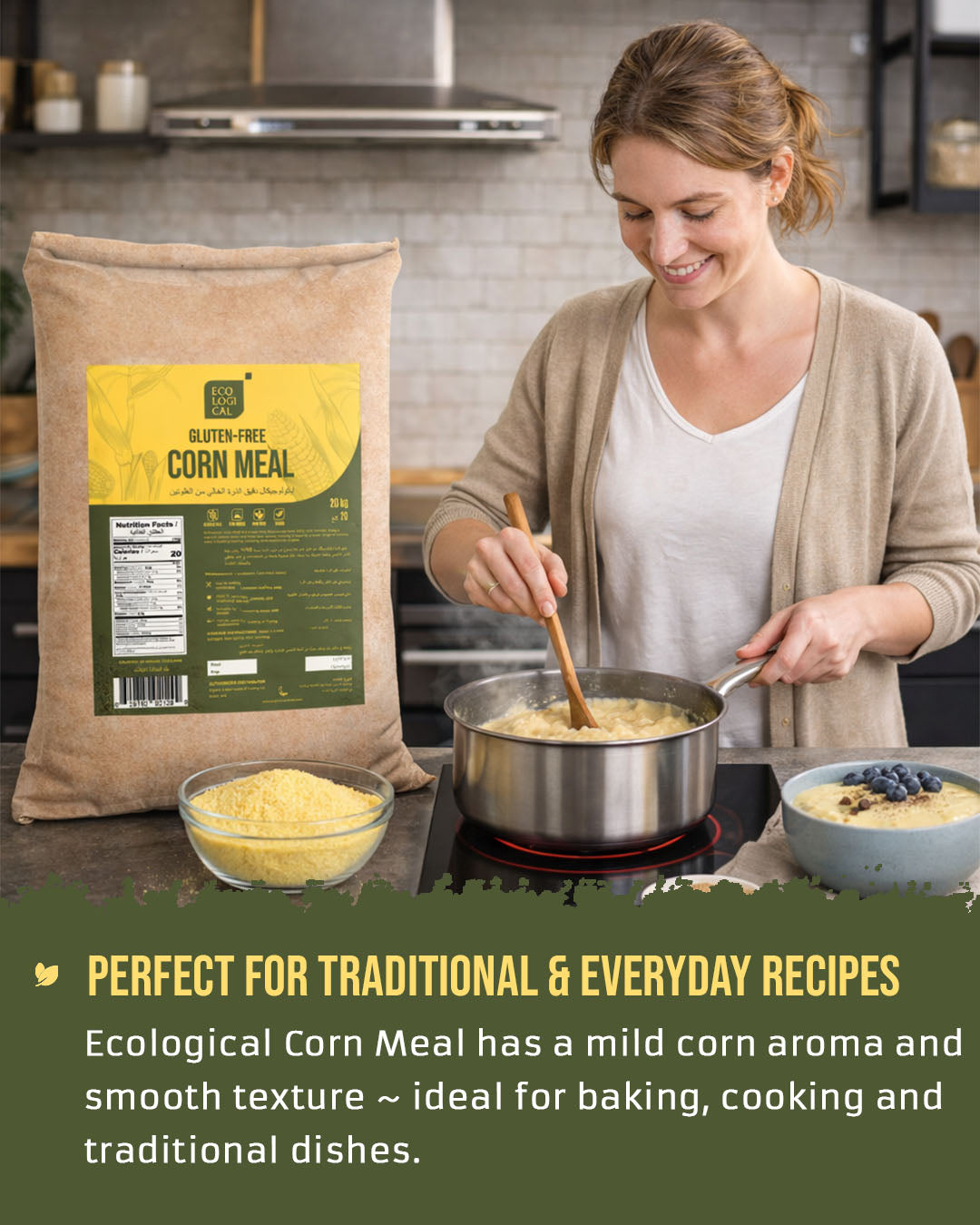 ECOLOGICAL Gluten-Free Corn Meal, 20 Kg