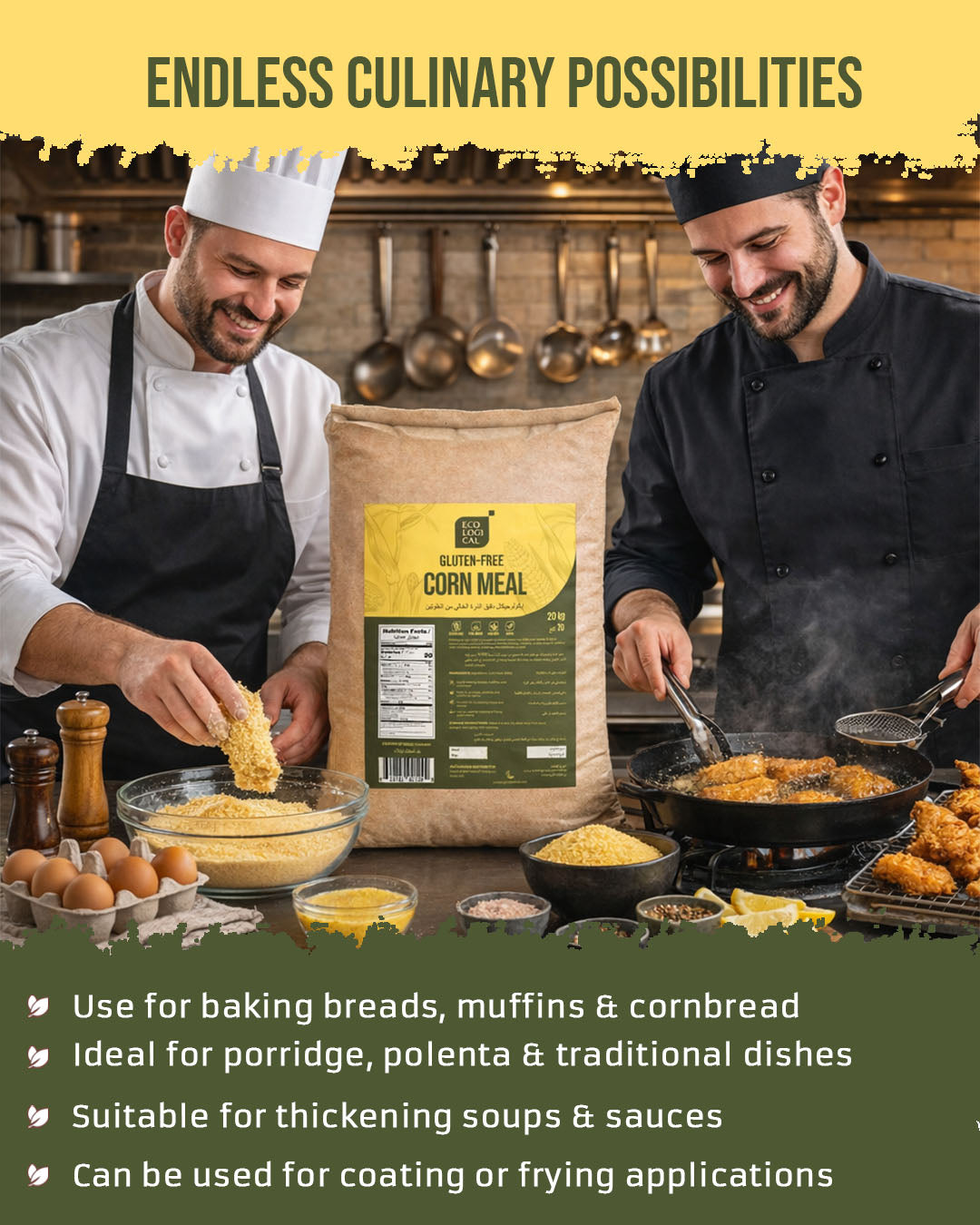 ECOLOGICAL Gluten-Free Corn Meal, 20 Kg