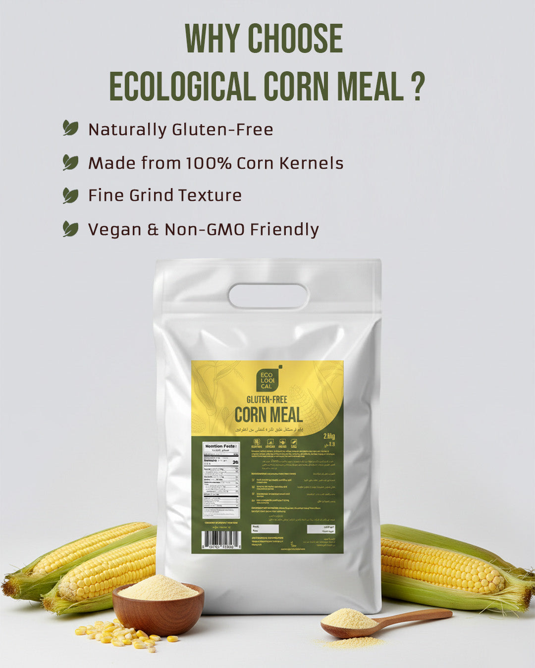ECOLOGICAL Gluten-Free Corn Meal, 2.5 Kg