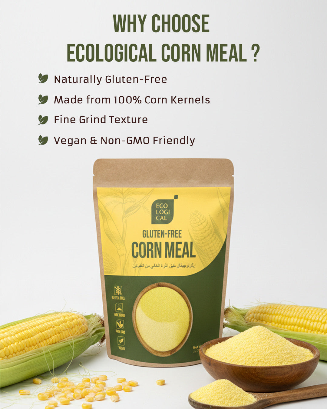 ECOLOGICAL Gluten-Free Corn Meal, 500g
