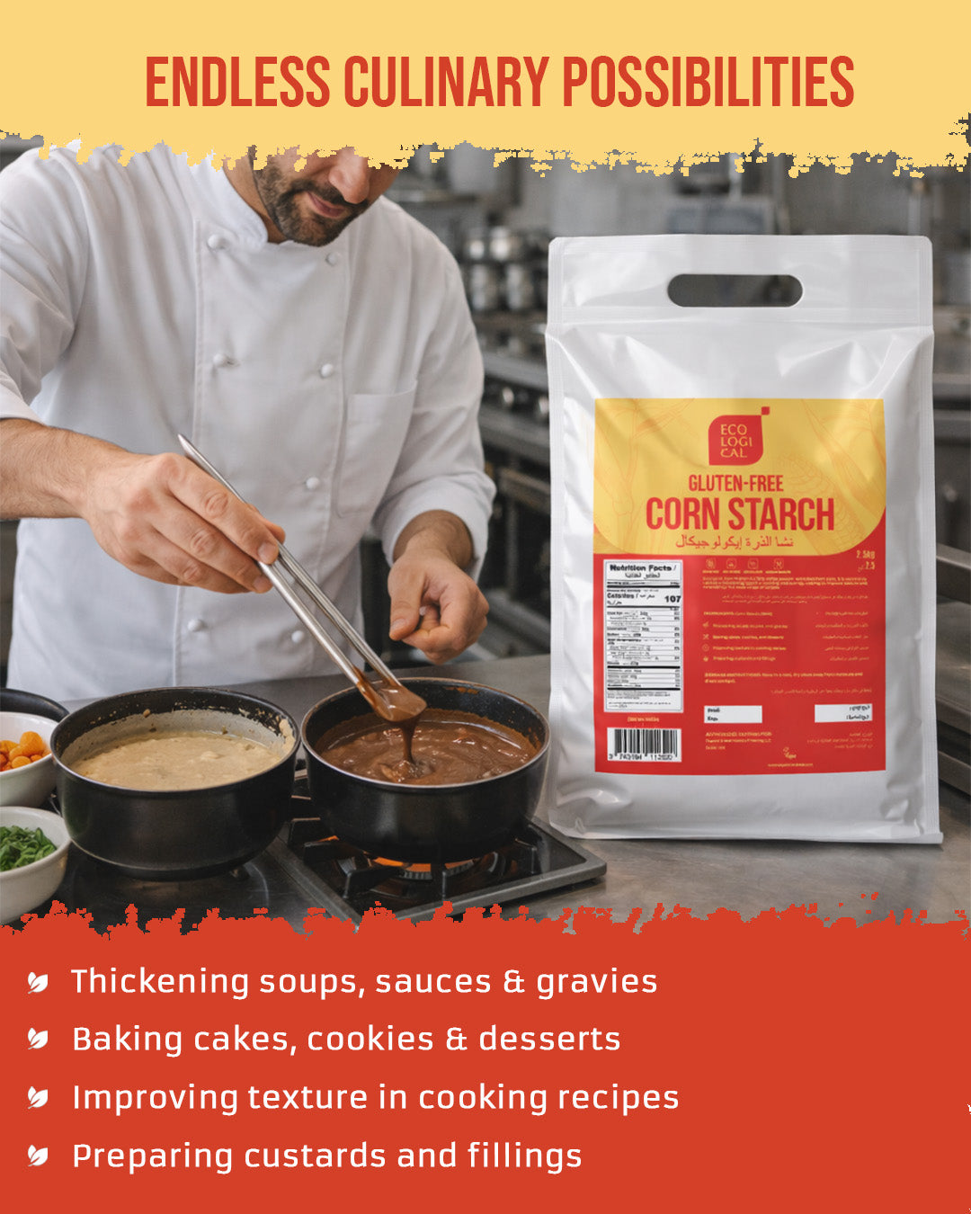 ECOLOGICAL Gluten-Free Corn Starch, 2.5 Kg