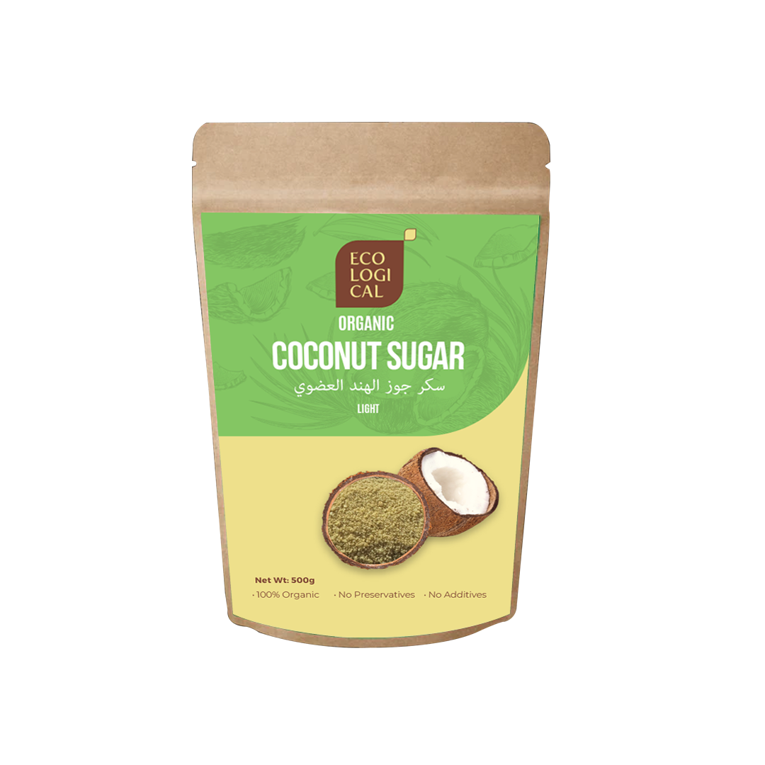 ECOLOGICAL Organic Coconut Sugar, Light, 500g - Unrefined Sweetener for Healthier Living