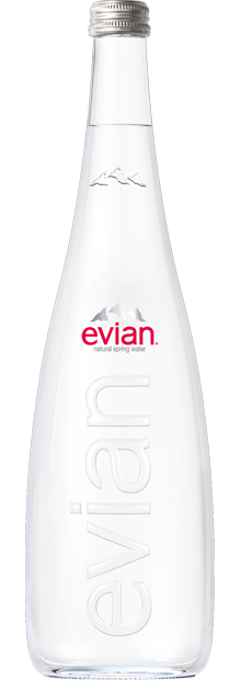 EVIAN Natural Mineral Water Glass Bottle, 750ml