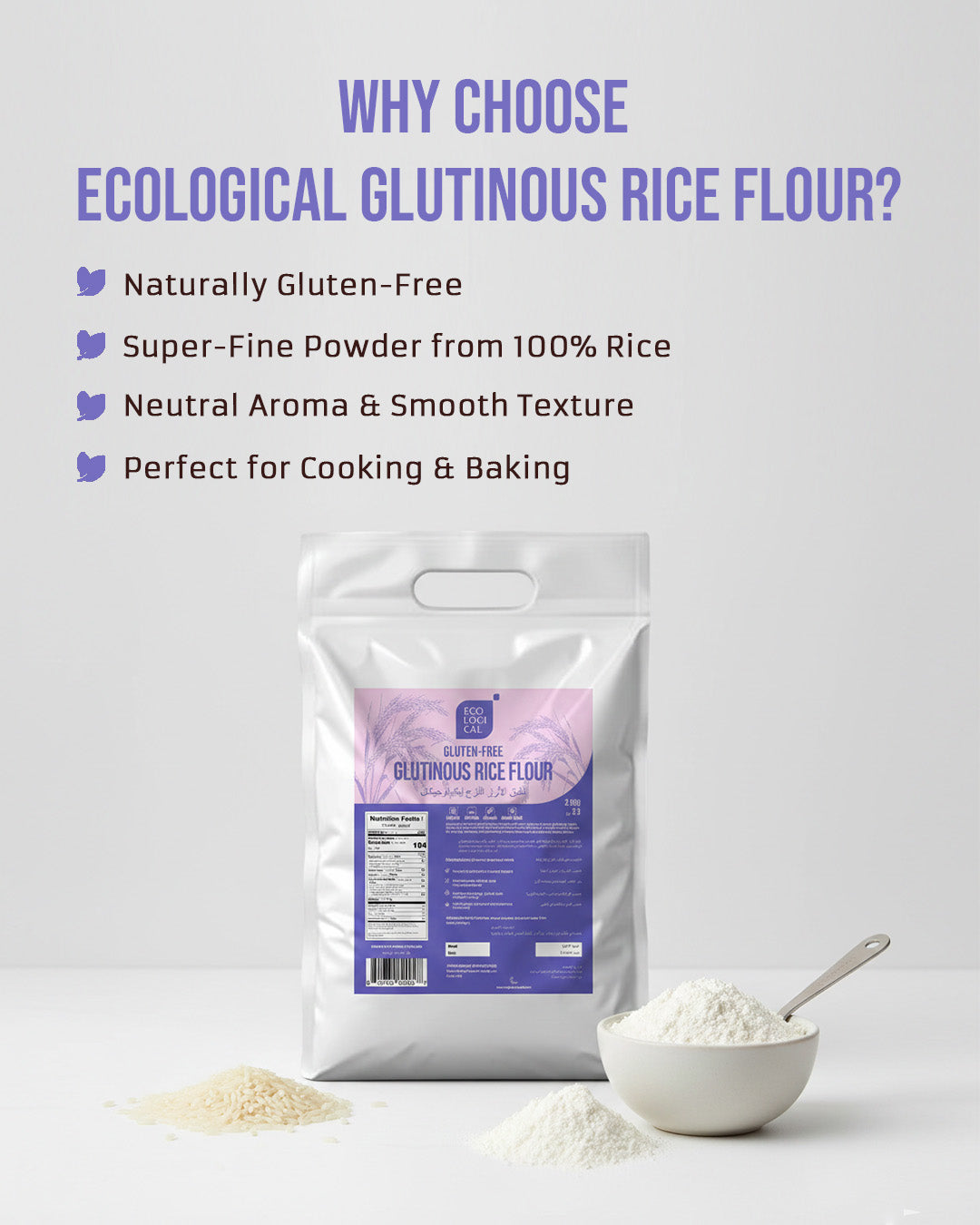 ECOLOGICAL Gluten-Free Glutinous Rice Flour, 2.5 Kg