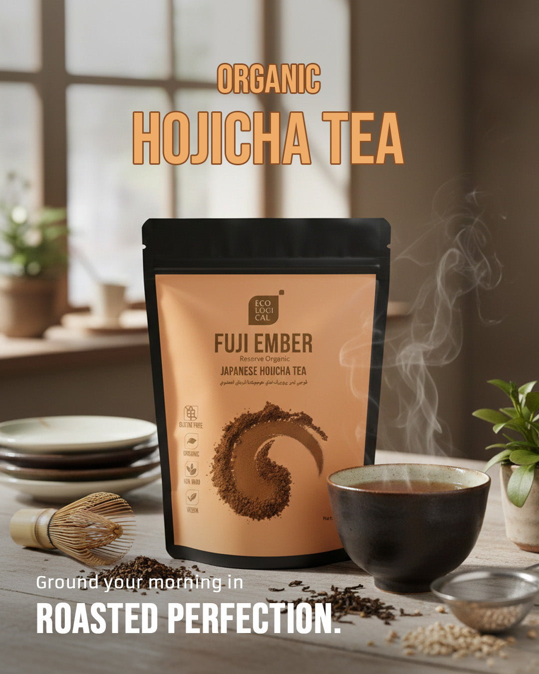 Ecological Fuji Ember Reserve Organic Hojicha Tea Powder, 150g