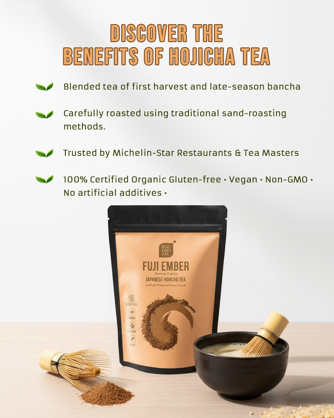 Ecological Fuji Ember Reserve Organic Hojicha Tea Powder, 150g