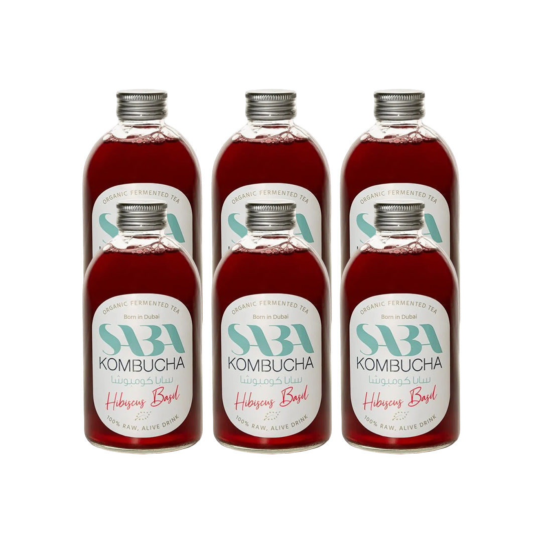 SABA Kombucha Hibiscus & Basil, 270ml - Pack of 6