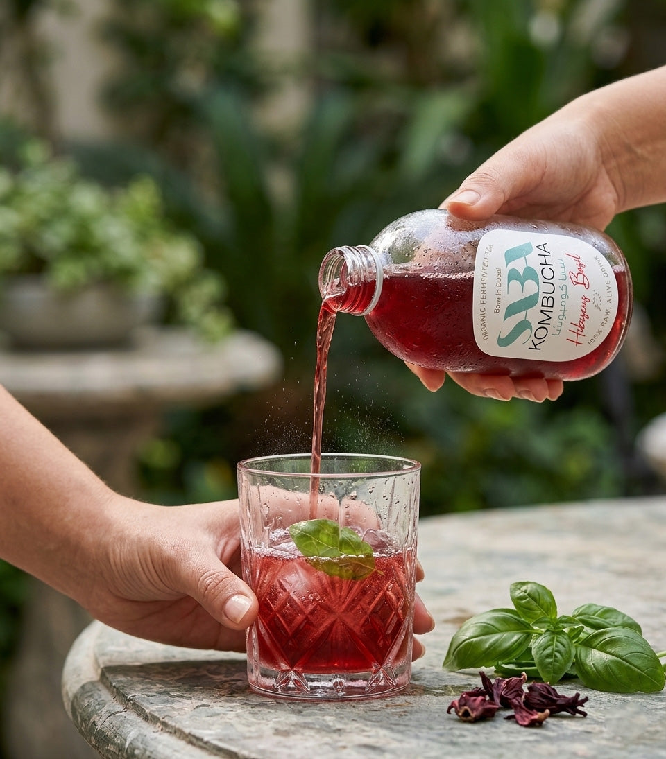 SABA Kombucha Hibiscus & Basil, 270ml - Pack of 6