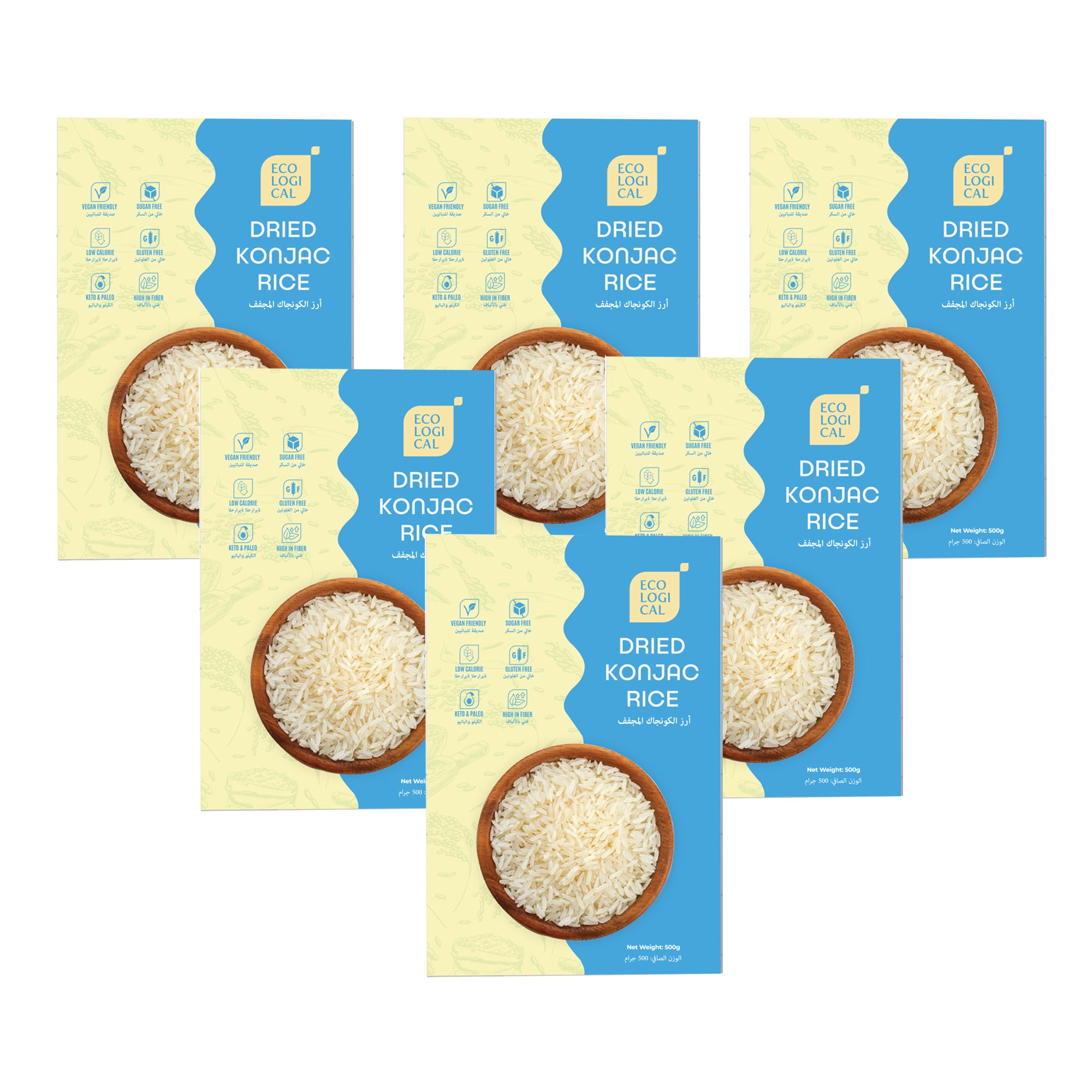 ECOLOGICAL Dried Konjac Rice, 500g - Pack of 6