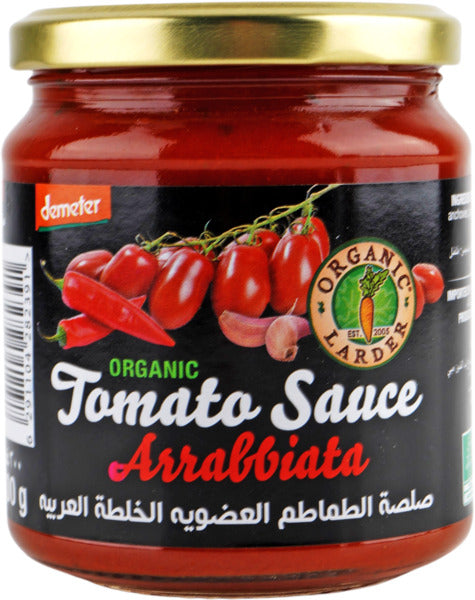 ORGANIC LARDER Tomato Sauce Arrabbiata, 300g - Organic, Vegan, Natural