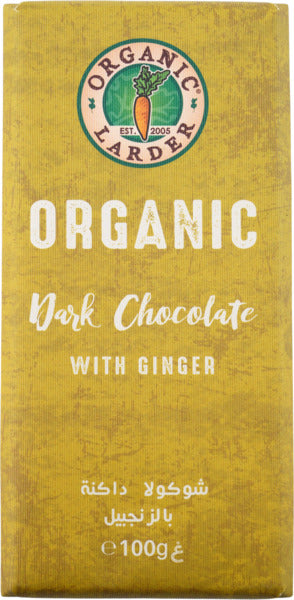 ORGANIC LARDER Dark Chocolate With Ginger, 100g - Organic, Natural
