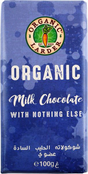 ORGANIC LARDER Milk Chocolate, Plain, 100g - Organic, Natural