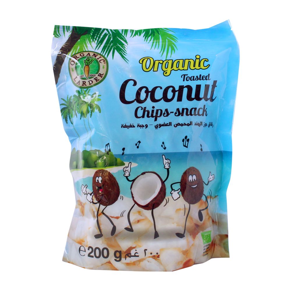 ORGANIC LARDER Toasted Coconut Chips, 200g - Organic, Vegan