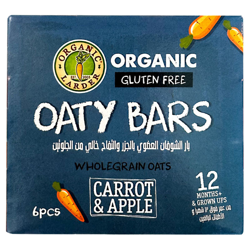 ORGANIC LARDER Carrot & Apple Oaty Bars, 120g, 6 pcs pack - Organic, Gluten Free