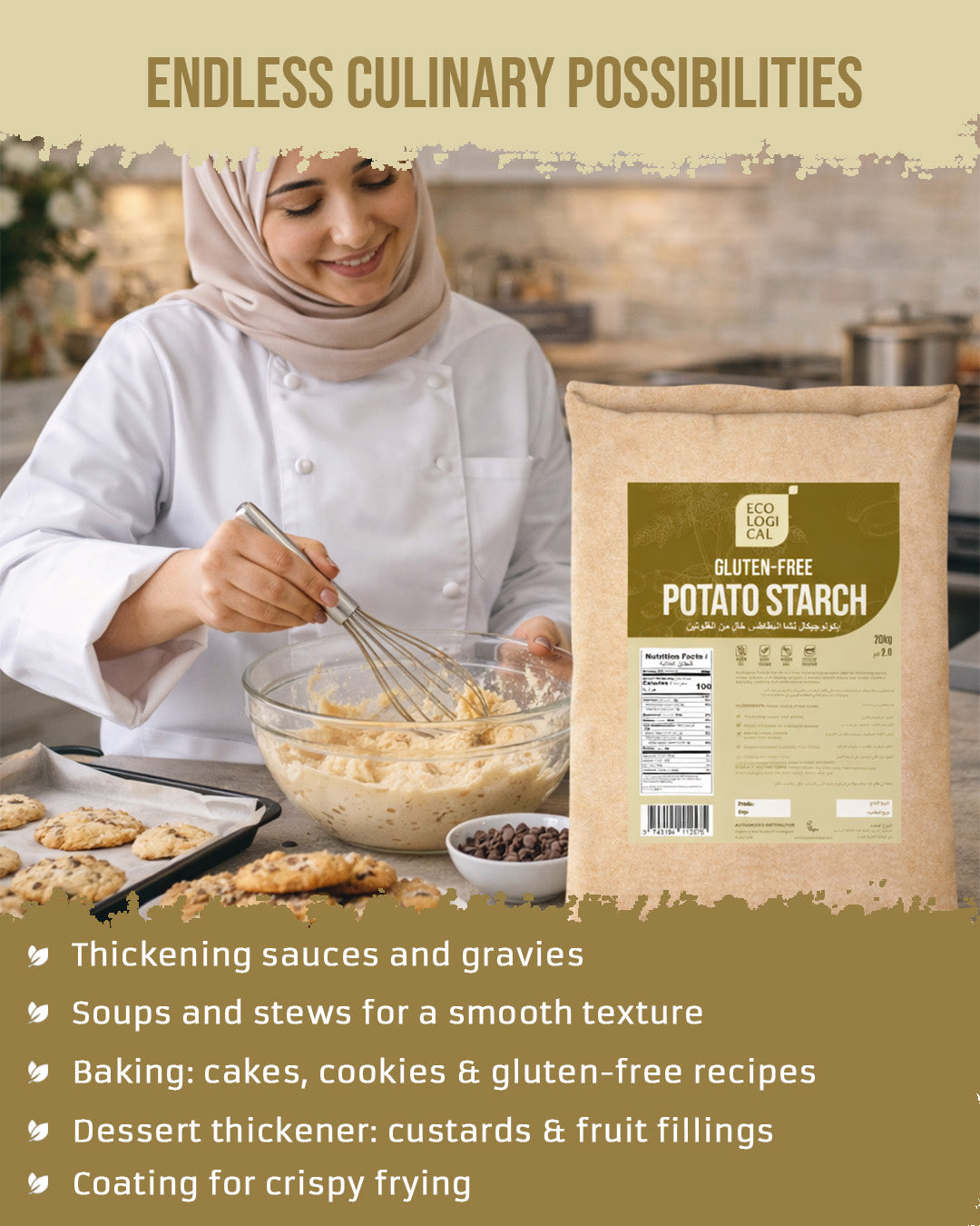 ECOLOGICAL Gluten-Free Potato Starch, 20 Kg