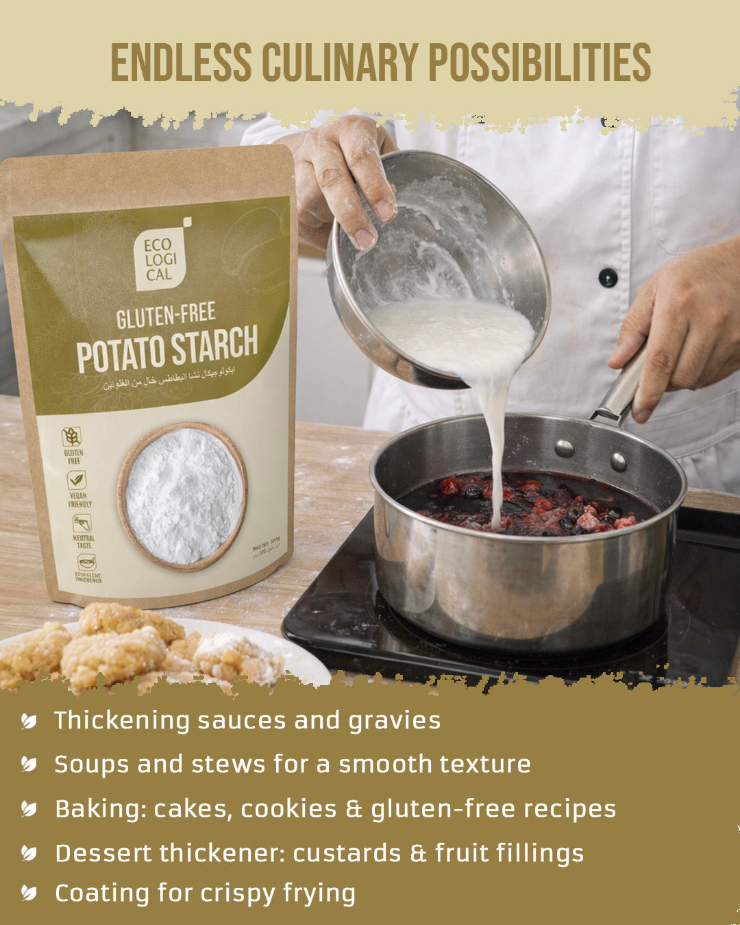 ECOLOGICAL Gluten-Free Potato Starch, 500g