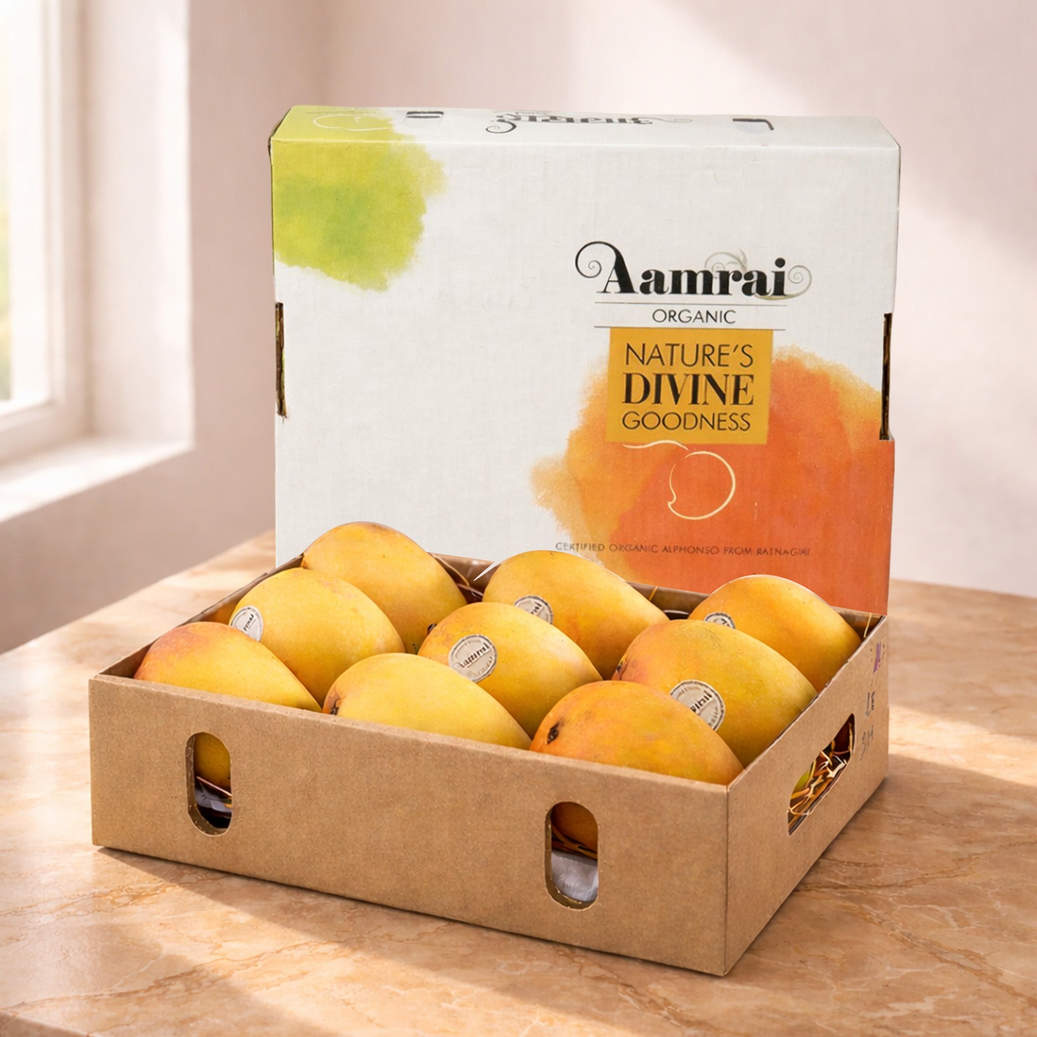 AAMRAI Organic Alphonso Mangoes – Legend (Box of 9 Jumbo Premium Ratnagiri Hapus)