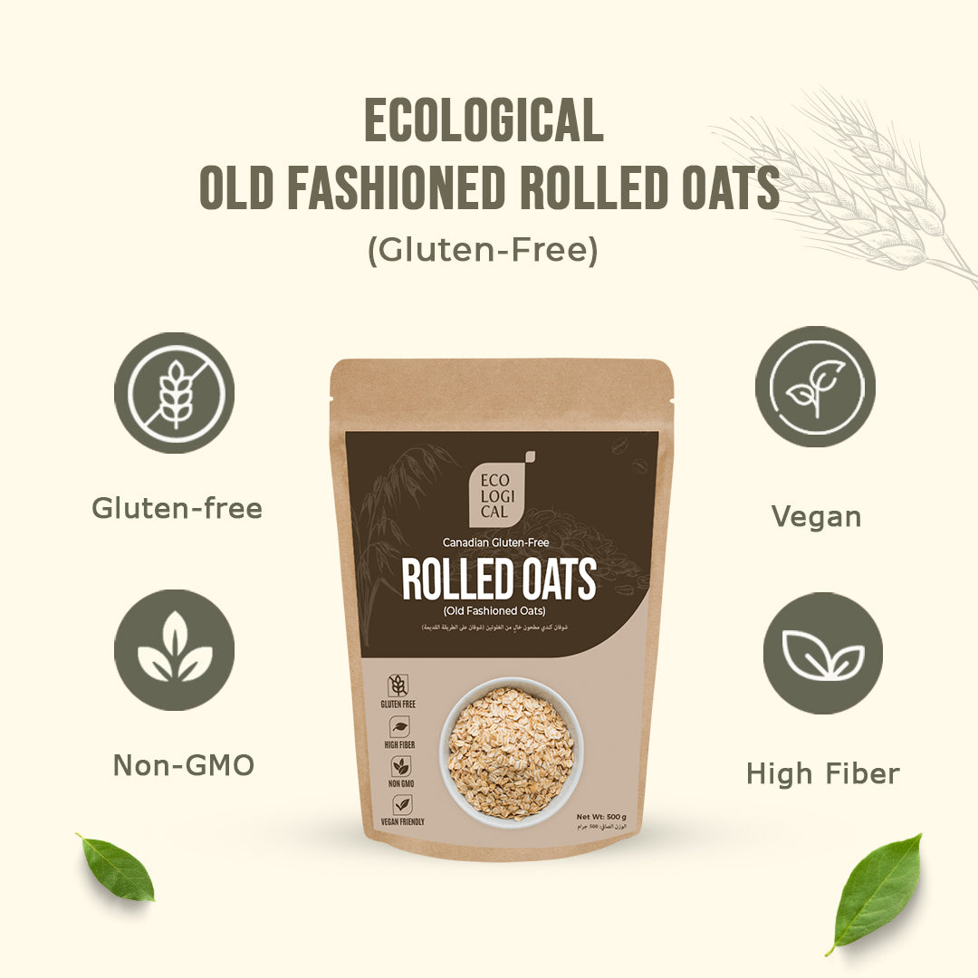 ECOLOGICAL Old-Fashioned Rolled Oats –  Gluten-Free, Canadian, 500g