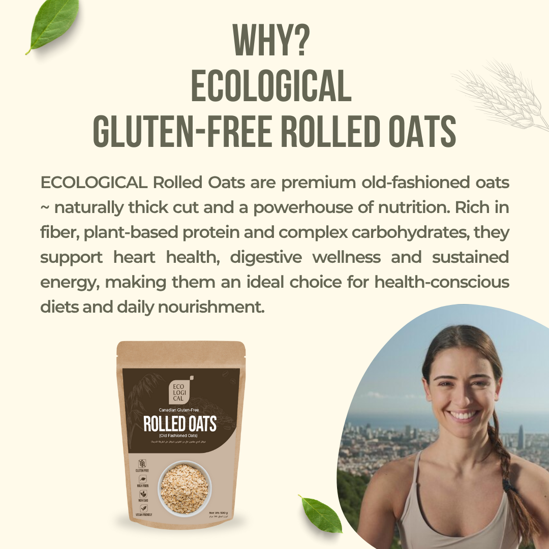 ECOLOGICAL Old-Fashioned Rolled Oats –  Gluten-Free, Canadian, 500g