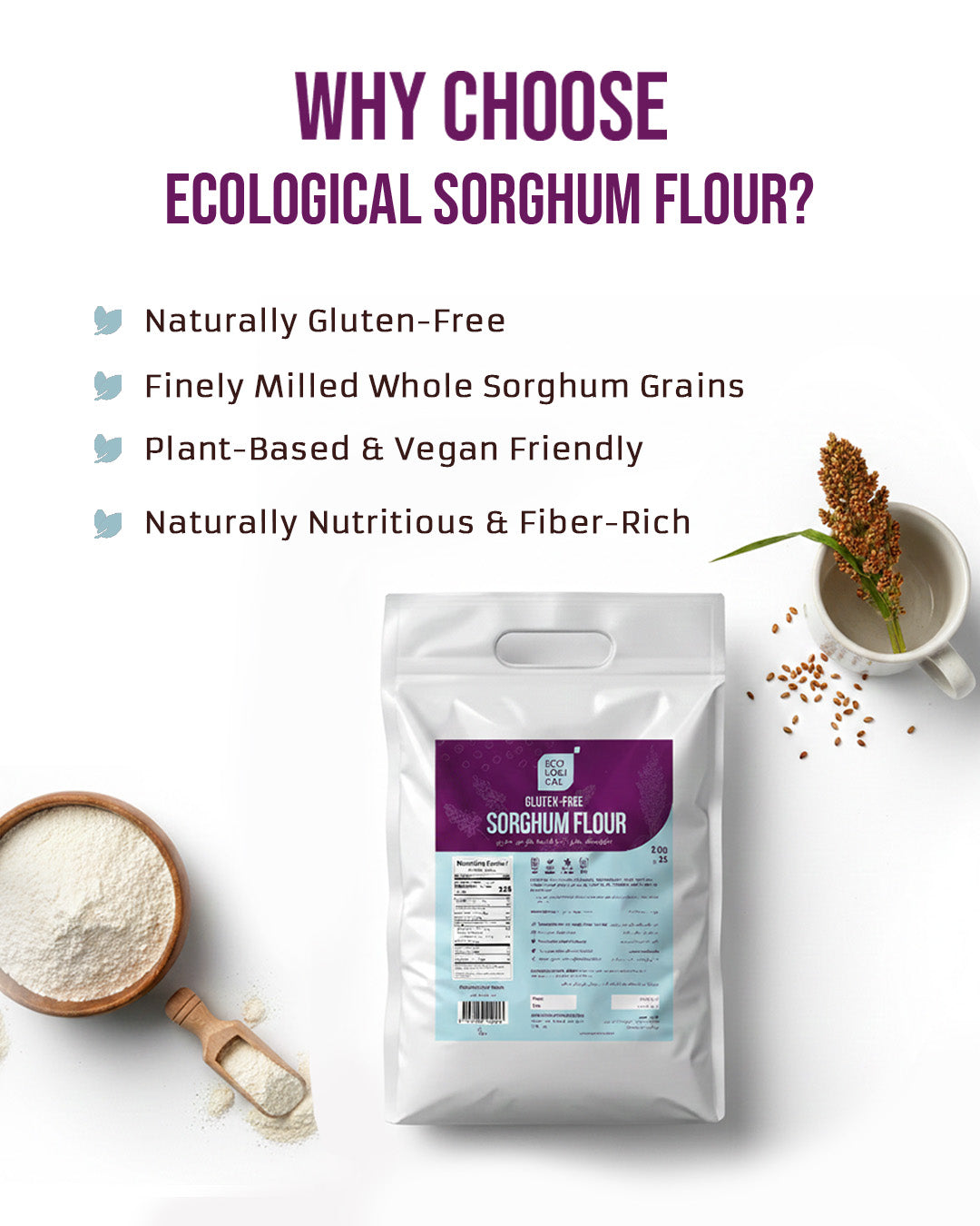 Ecological Gluten-Free Sorghum Flour, 2.5 Kg