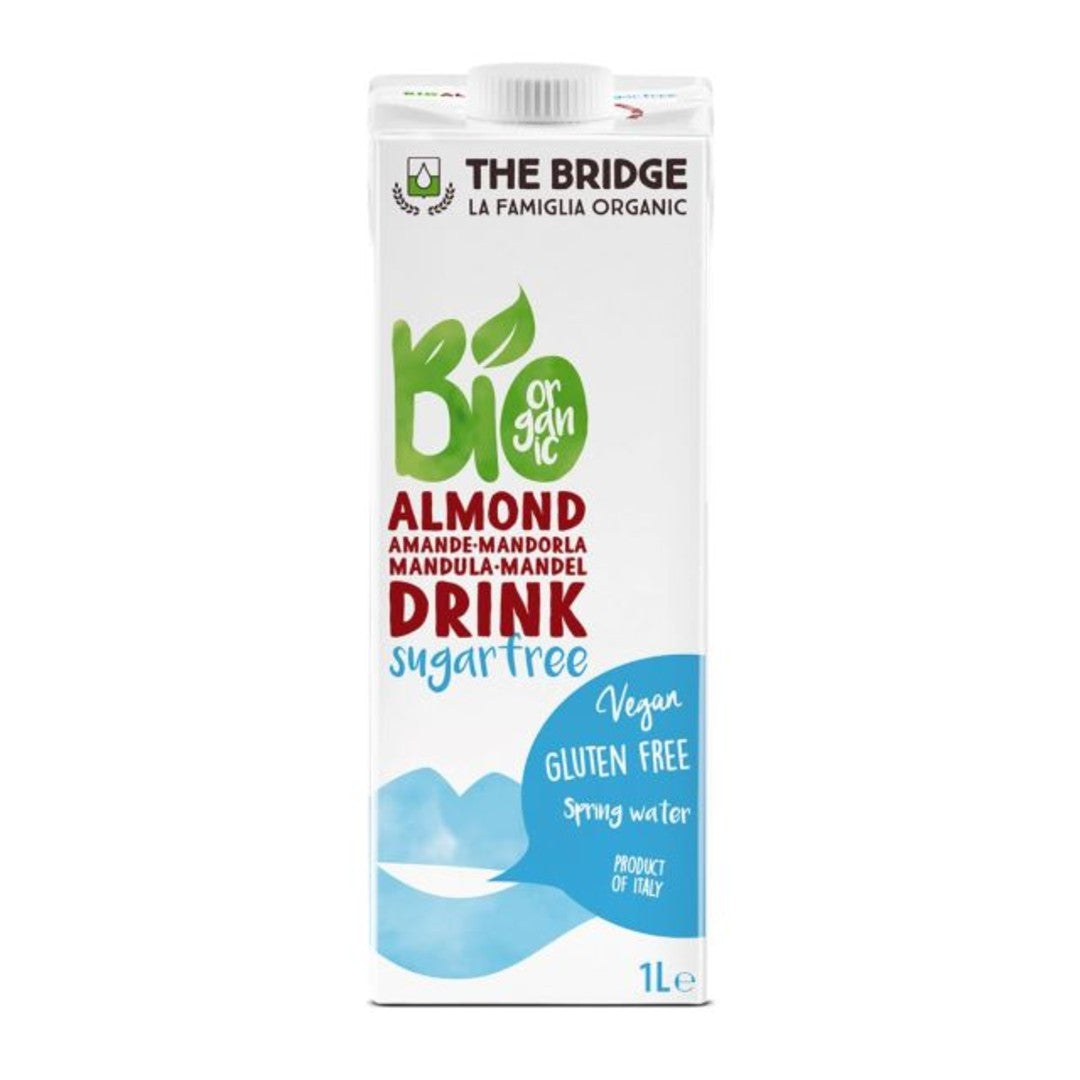 THE BRIDGE Bio Organic Sugar Free Almond Milk, 1L - Organic, Vegan, Gluten Free