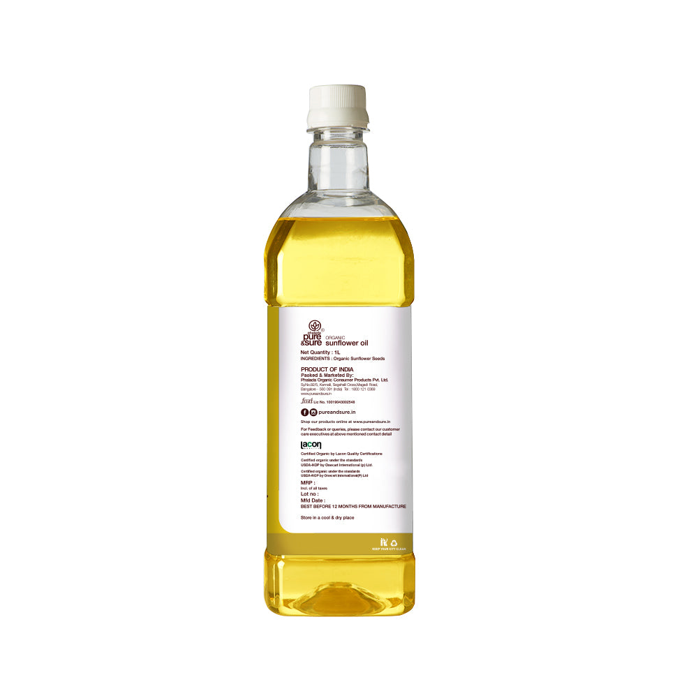 PURE & SURE Organic Sun Flower Oil, 1L