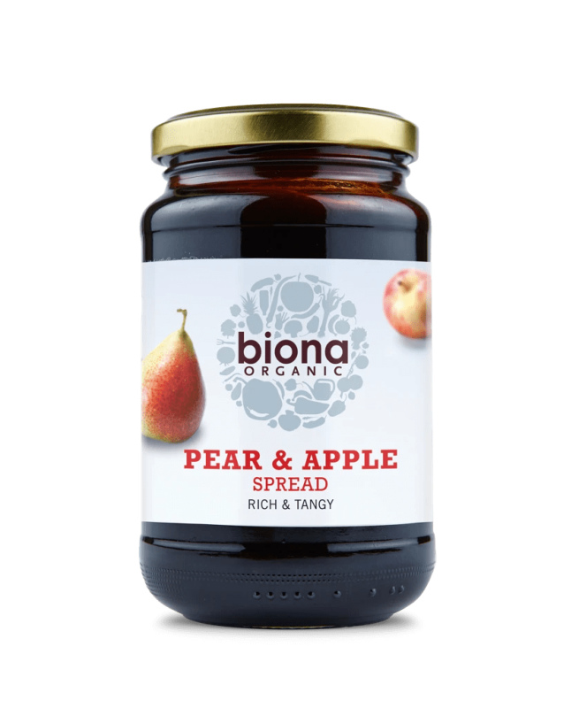 BIONA ORGANIC Pear & Apple Spread, No added sugar - Pack of 6 (450g each)