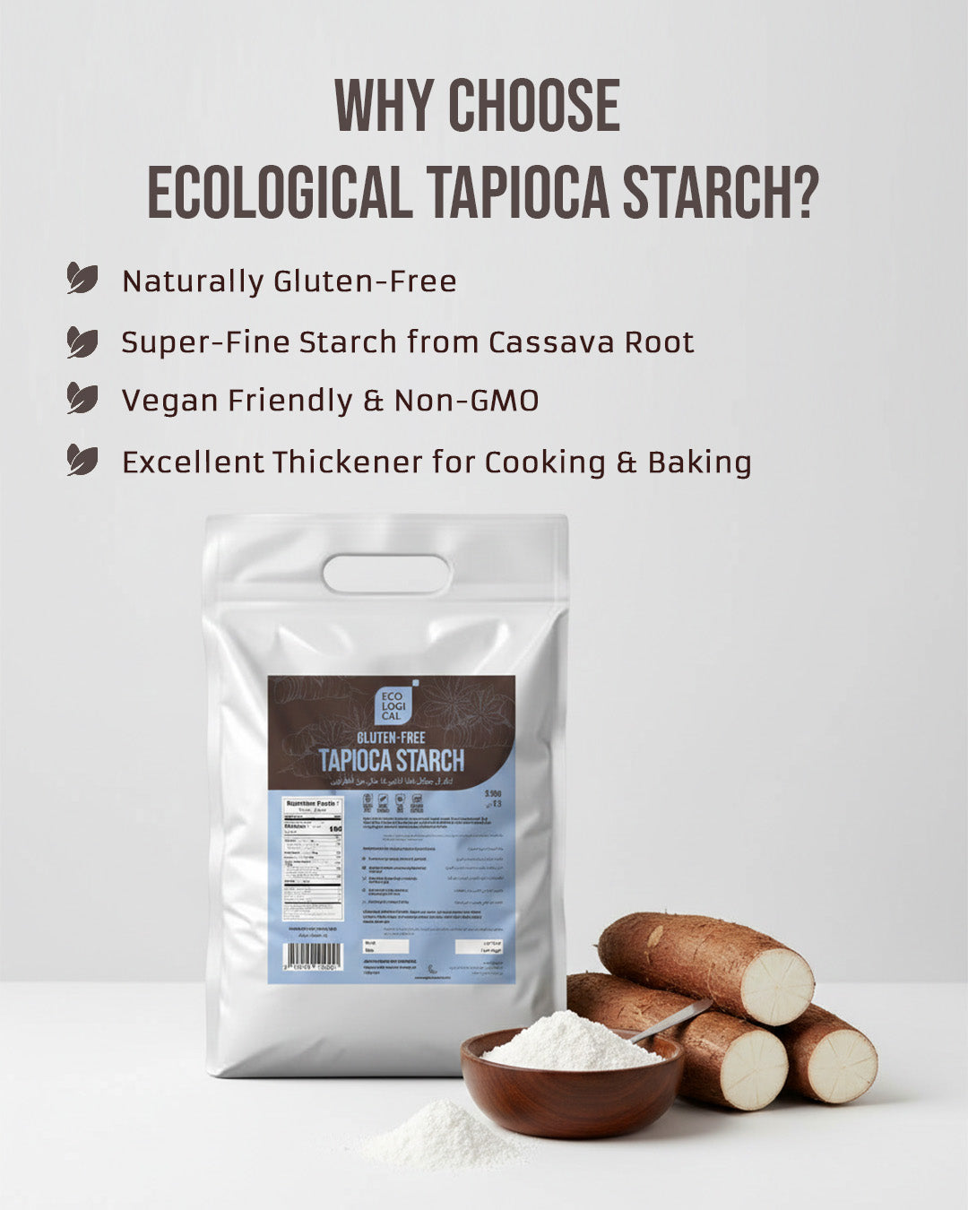 ECOLOGICAL Gluten-Free Tapioca Starch, 2.5 Kg