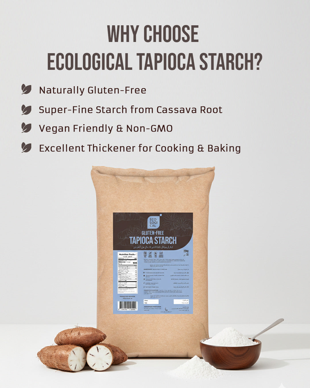 ECOLOGICAL Gluten-Free Tapioca Starch, 20 Kg