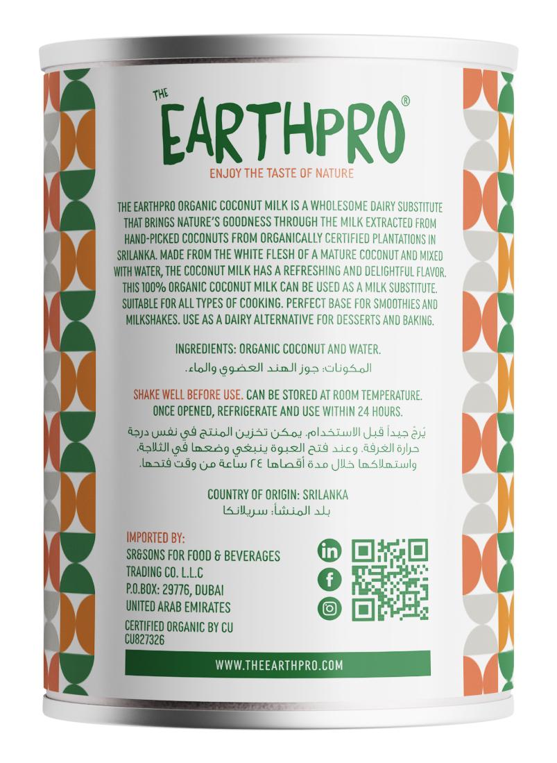 EARTHPRO Organic Coconut Milk, 400ml