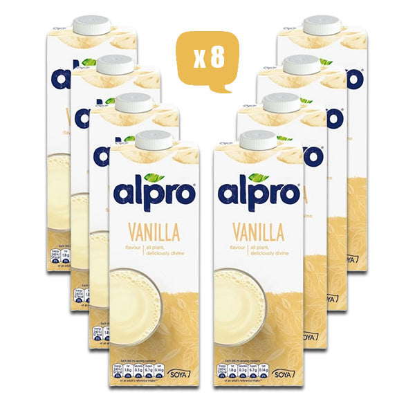 ALPRO Vanilla Flavored Soya Drink, 1Ltr - Pack Of 8