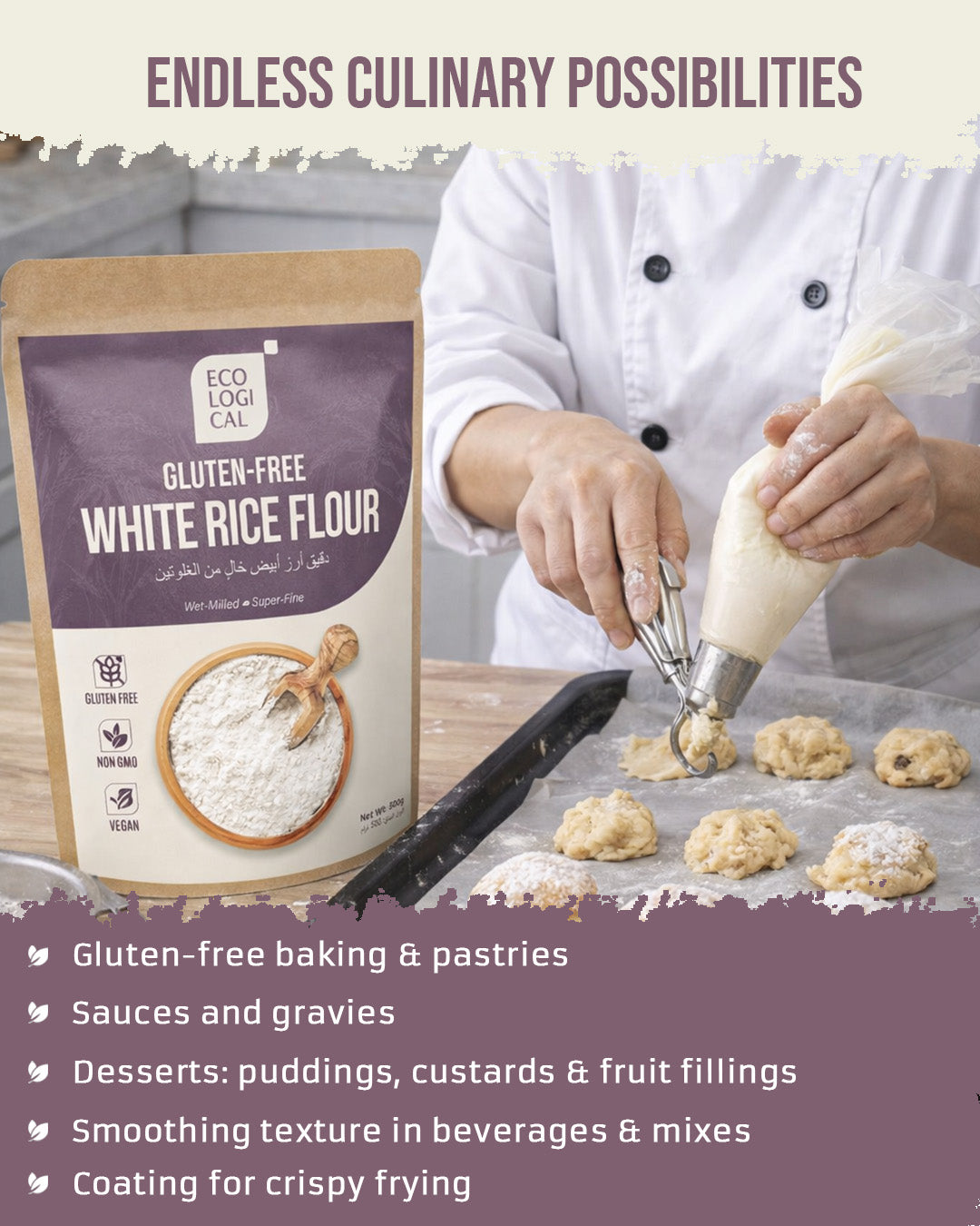 ECOLOGICAL Gluten-Free White Rice Flour, 500g