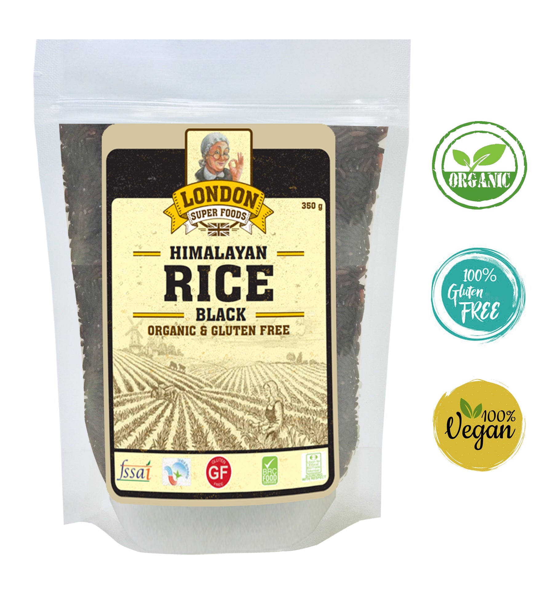 LONDON SUPER FOODS Himalayan Organic Black Rice, 350g - Gluten Free