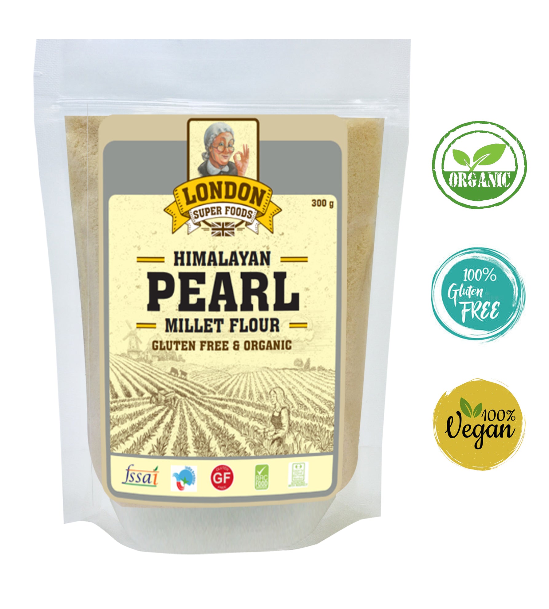 LONDON SUPER FOODS Himalayan Organic Pearl Millet Flour, 300g - Gluten Free