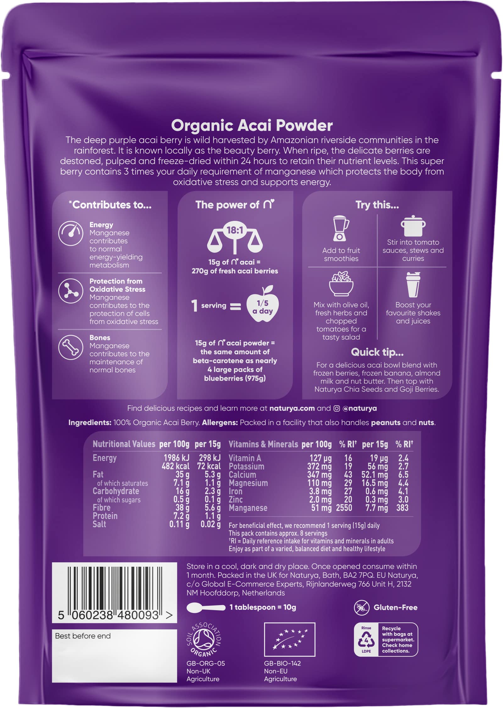 Organic acai 2024 berry powder