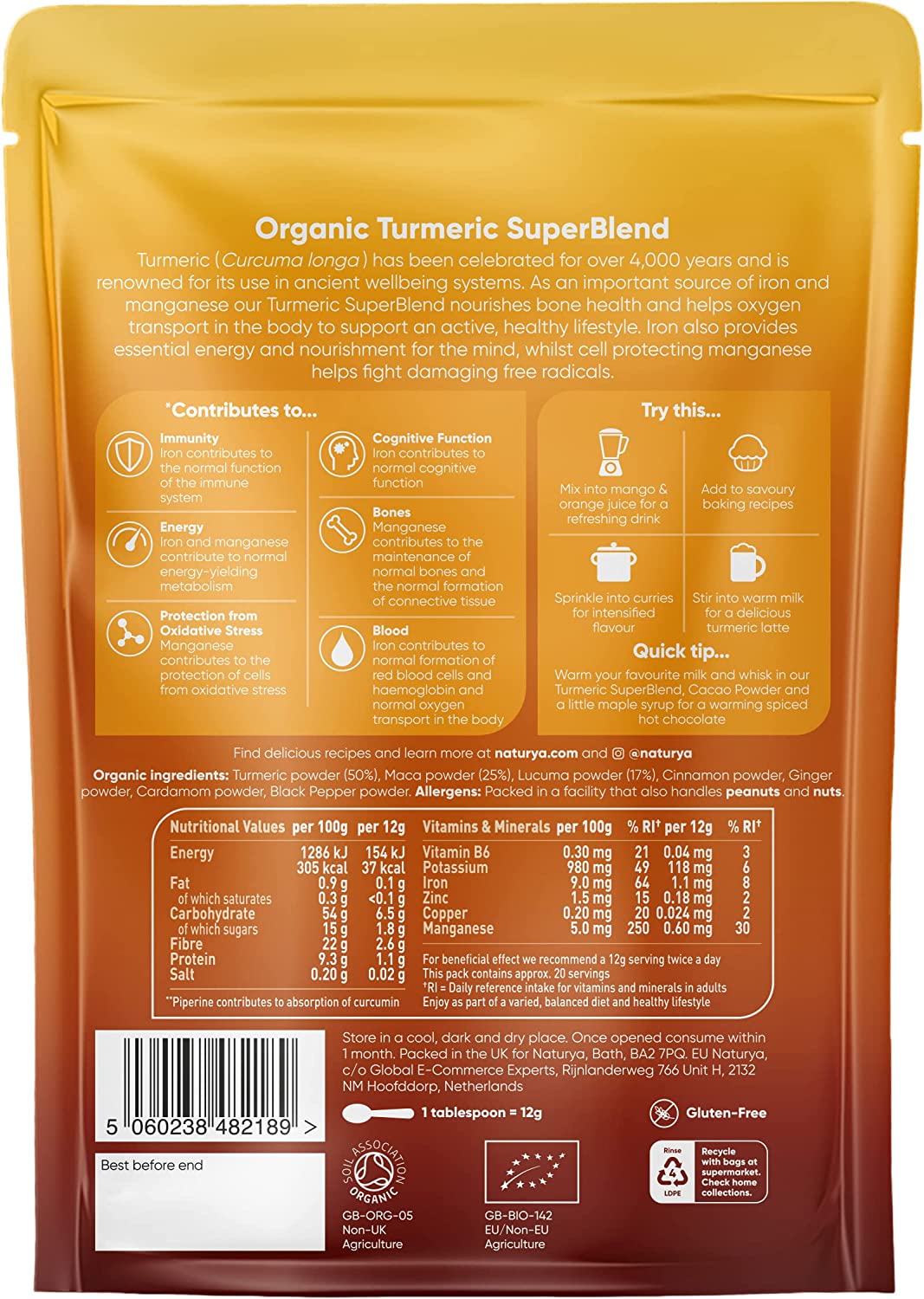 NATURYA Organic Turmeric Superblend, 250g