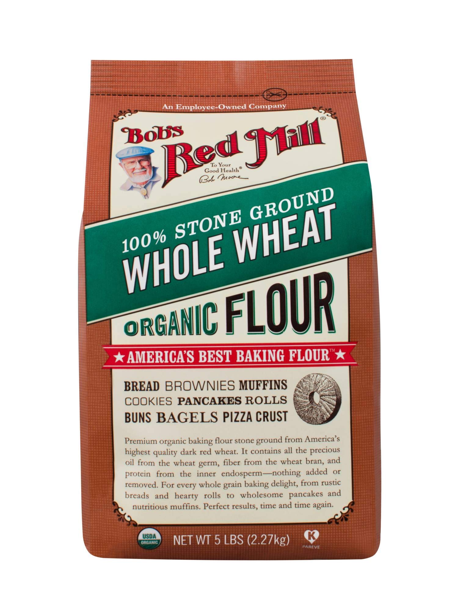 BOB'S RED MILL 100% Stone Ground Whole Wheat Organic Flour, 2.27Kg