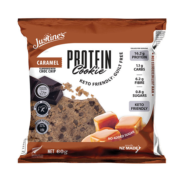 JUSTINE Caramel Choco Chip Protein Cookie, 60g